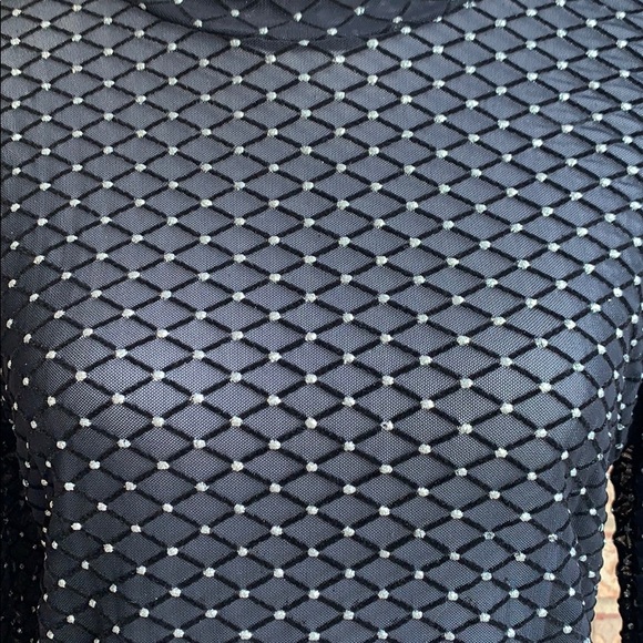 Plus Black Sheer silver sparkly bodysuit. - Picture 2 of 5